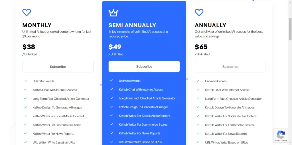 Monthly and Annual Subscriptions of Katteb