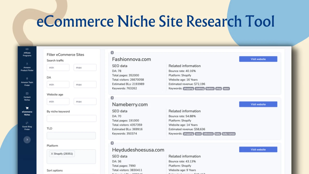 eCommerce Niche Site Research Tool