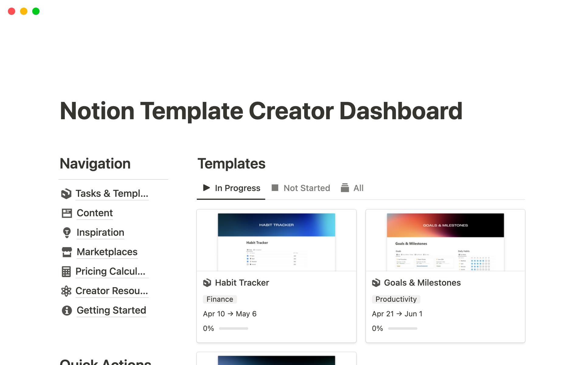 Notion Template Creator Dashboard Lifetime Deal